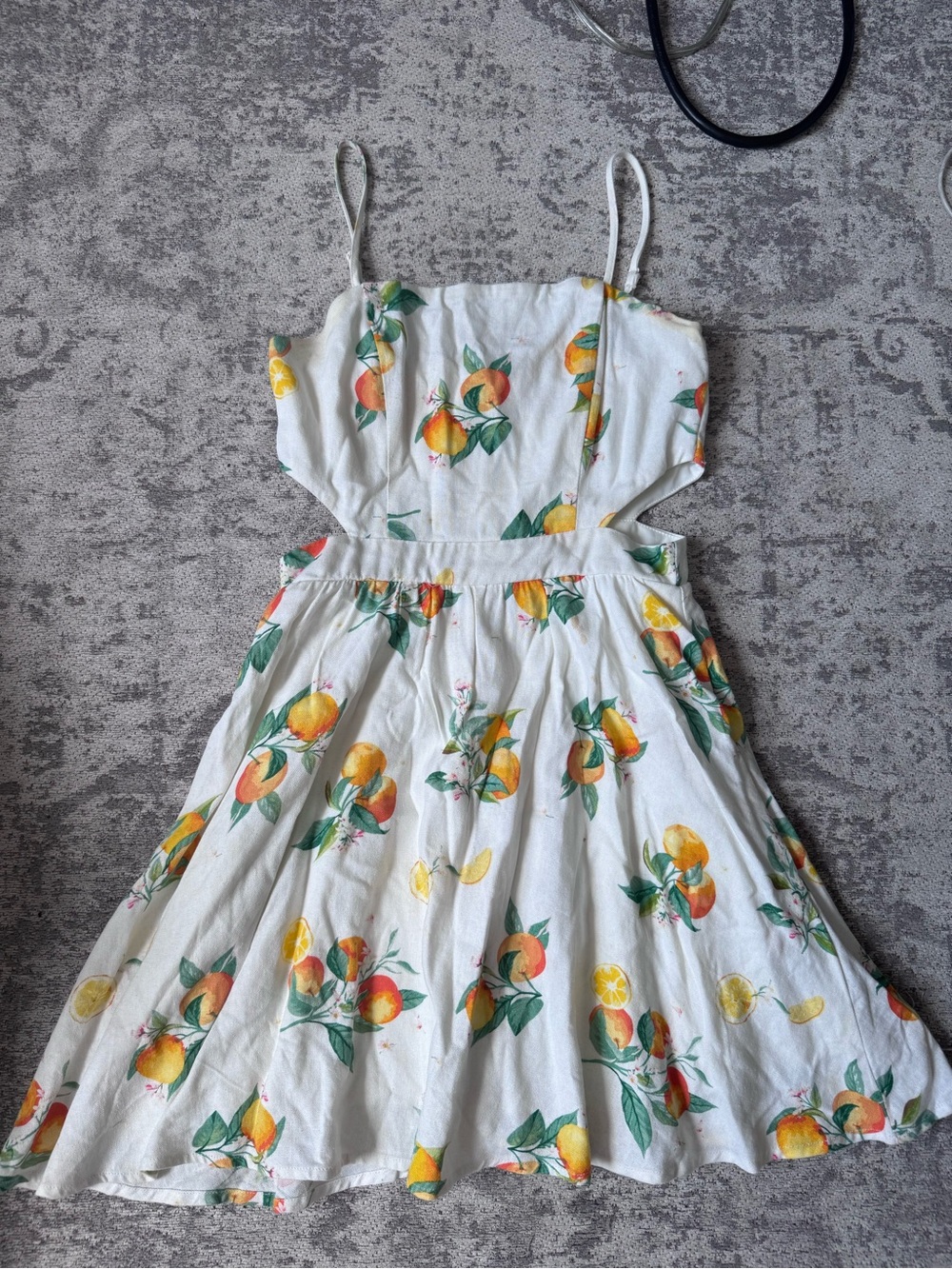Orange Print Cut-Out Midi Dress
